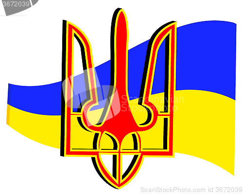Image of emblem and flag of Ukraine