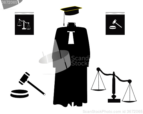 Image of judges and judicial clothing accessories