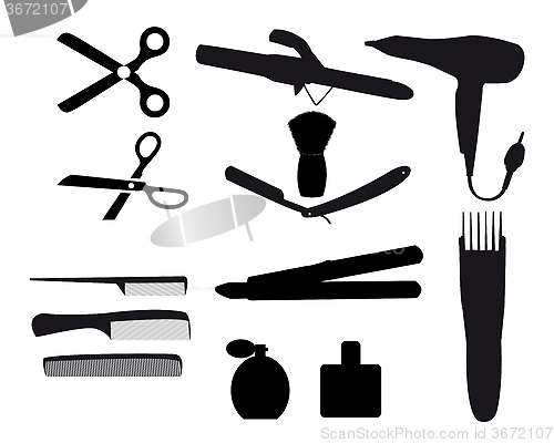 Image of tools for haircut and shave