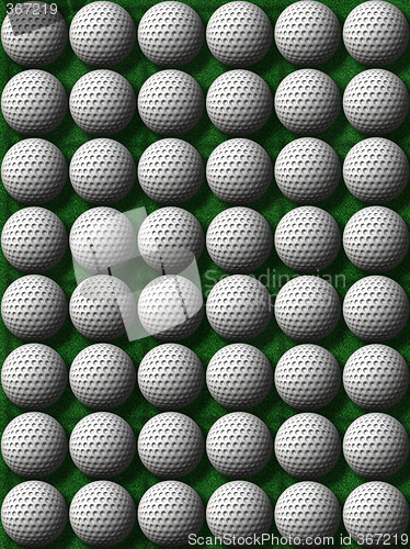 Image of rows of golf balls