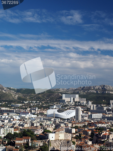 Image of panorama of Marseille France  Stadium Velodrome