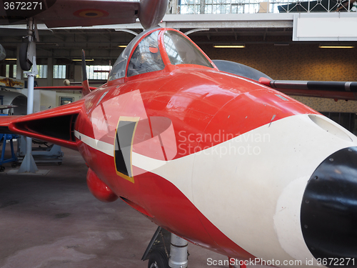 Image of vintage military fighter jet museum Brussels Belgium