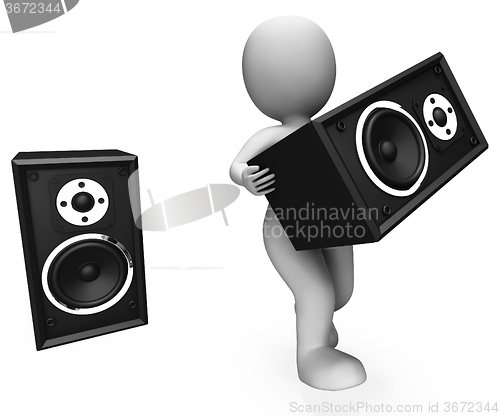 Image of Loud Speakers Character Shows Music Disco Or Party