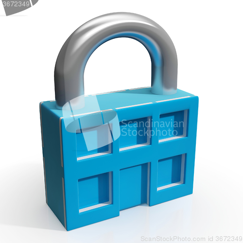 Image of Padlock And House Shows Building Security