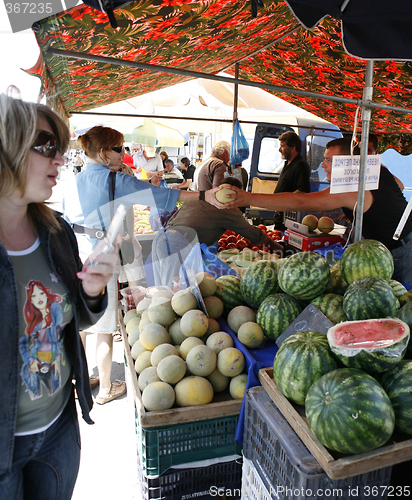 Image of Melon stall at Rethymno market