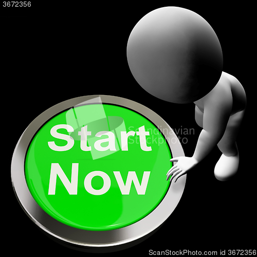Image of Start Now Button Means To Commence Immediately