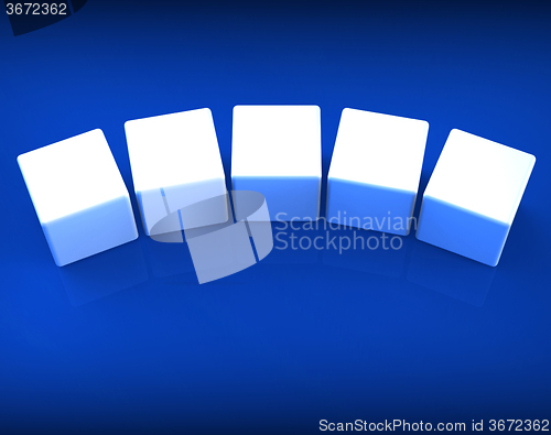 Image of Five Blank Dice Show Copyspace For 5 Letter Word