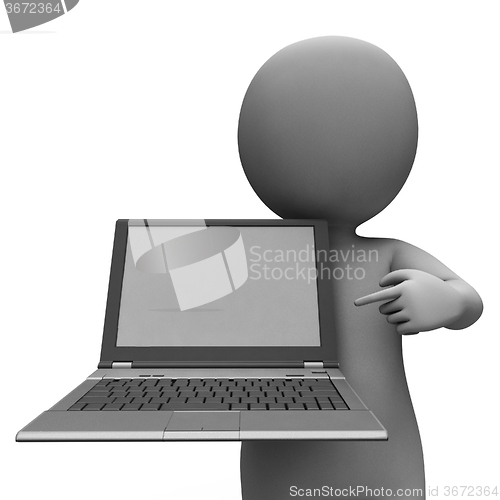 Image of PC And Character Showing Browsing Web Online