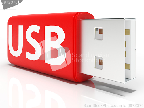 Image of Usb Flash Drive Shows Portable Storage or Memory