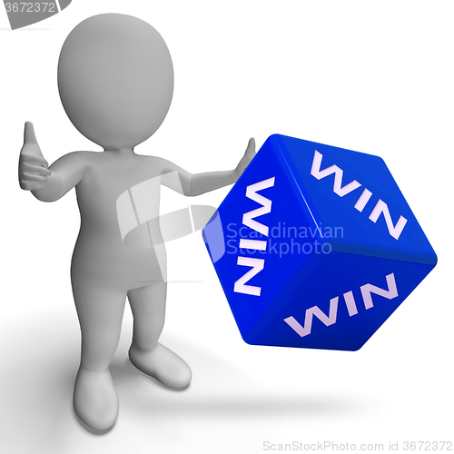 Image of Win Dice Showing Success Winner Succeed