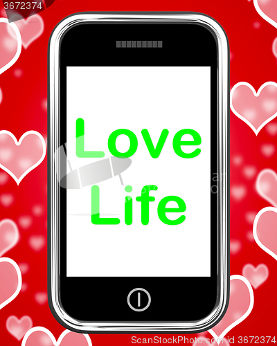 Image of Love Life On Phone Shows Sex Romance Or Relationship
