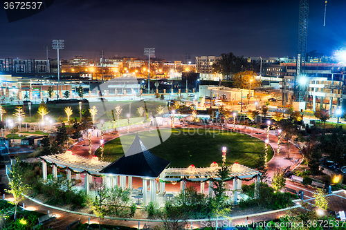 Image of aerial view of romare bearden park in downtown charlotte north c