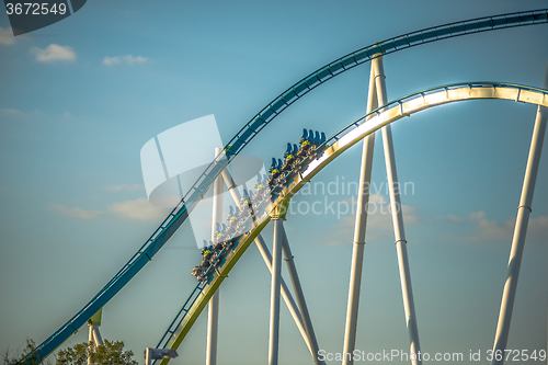 Image of rollercoaster rides at an amusement park in south carolina