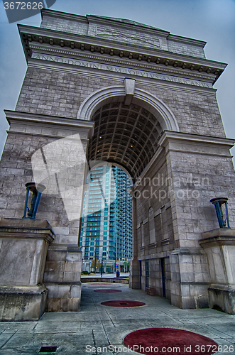 Image of Millennium Gate triumphal arch at Atlantic Station in Midtown At