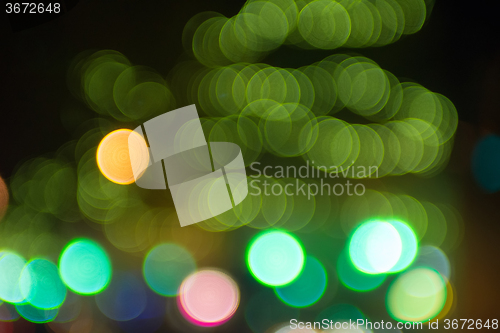 Image of bokeh lights out of focus in the city