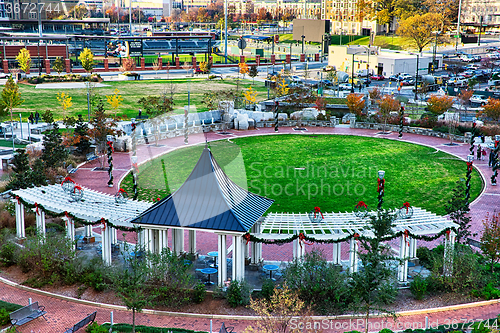 Image of aerial view of romare bearden park in downtown charlotte north c