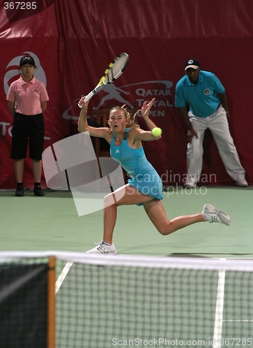 Image of Wozniacki in action in Doha Qatar