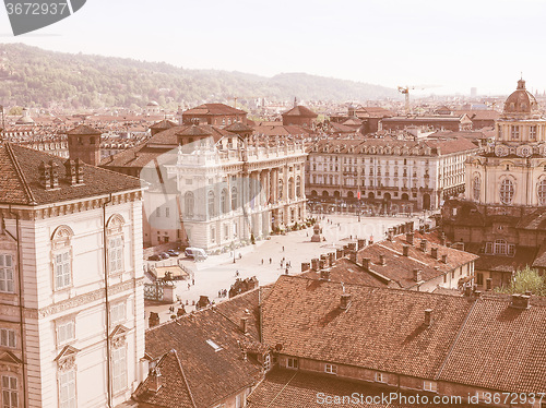 Image of Retro looking Piazza Castello Turin