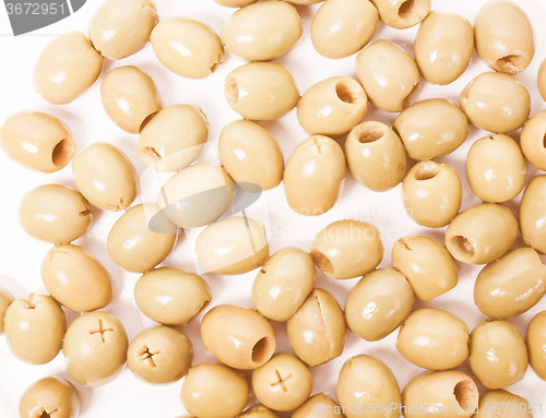 Image of Retro looking Green olives