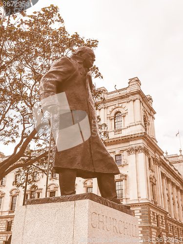 Image of Retro looking Churchill statue in London