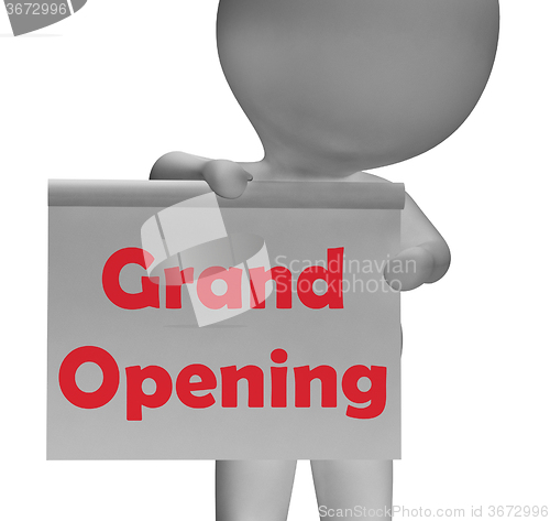 Image of Grand Opening Sign Means Launch Of New Business