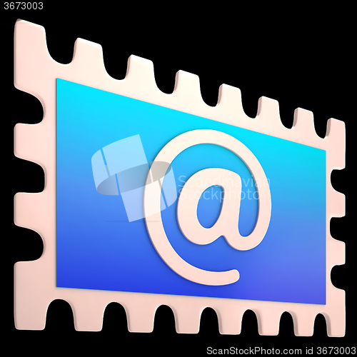 Image of E-mail Stamp Shows Online Mailing Communication Post