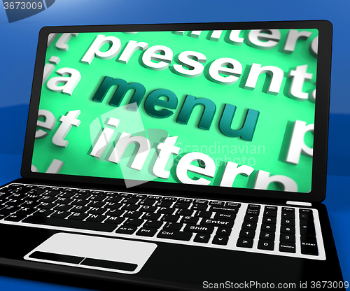 Image of Menu Laptop Shows Ordering Food On Internet