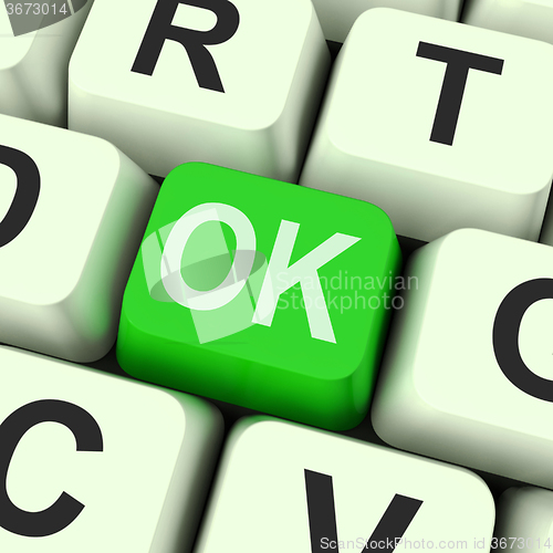 Image of Ok Key Means Correct Or Approval\r