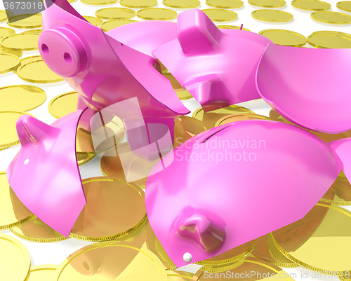 Image of Broken Piggybank Shows Monetary Crisis