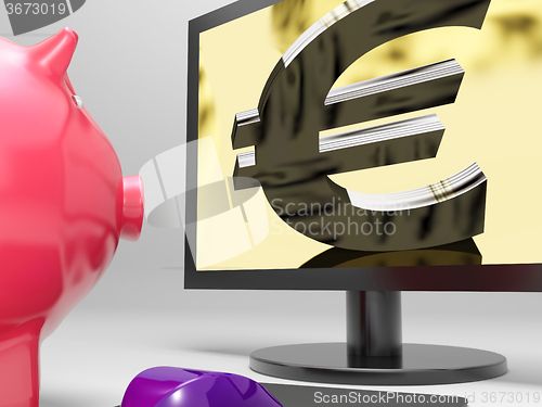 Image of Euro Screen Shows Finance Wealth And Prosperity