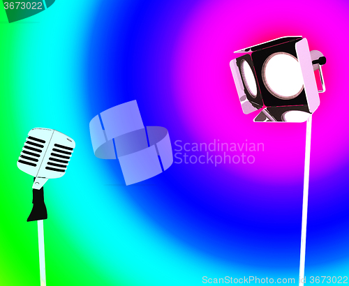 Image of Spotlight And Microphone Shows Concert Entertaining Or Talent