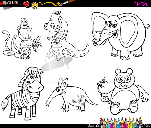 Image of wild animals set coloring page