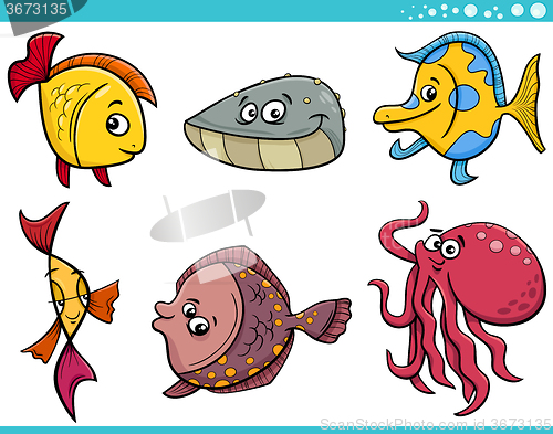 Image of sea life fish cartoon set