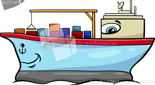 Image of container ship cartoon character