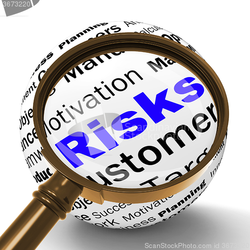 Image of Risks Magnifier Definition Shows Insecurity And Financial Risks