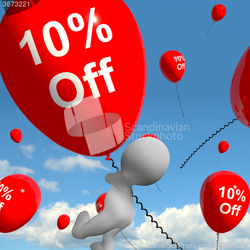 Image of Balloon With 10% Off Showing Discount Of Ten Percent