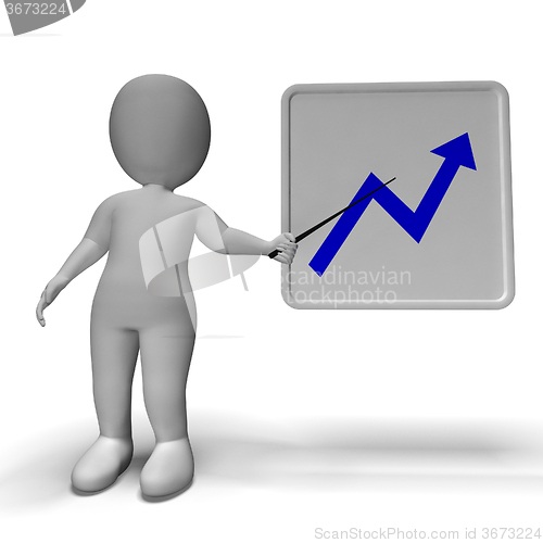 Image of Profit Graph And 3d Character Showing Market Gains