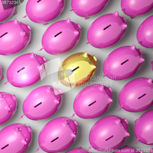 Image of Golden Piggybank Among Group Shows Business Success