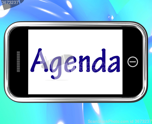 Image of Agenda Smartphone Means Online Schedule Or Timetable