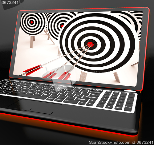 Image of Target Hit On Laptop Showing Perfect Shot