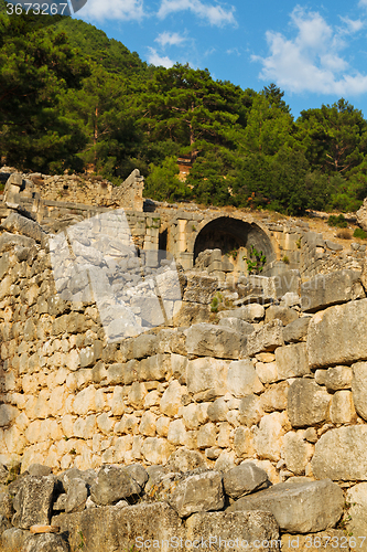 Image of  ruins stone and  in  antalya    turkey    old  temple