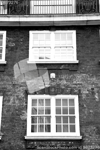 Image of in europe london old red brick wall and      historical window