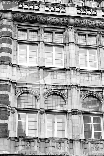 Image of in europe london old red brick wall and      historical window