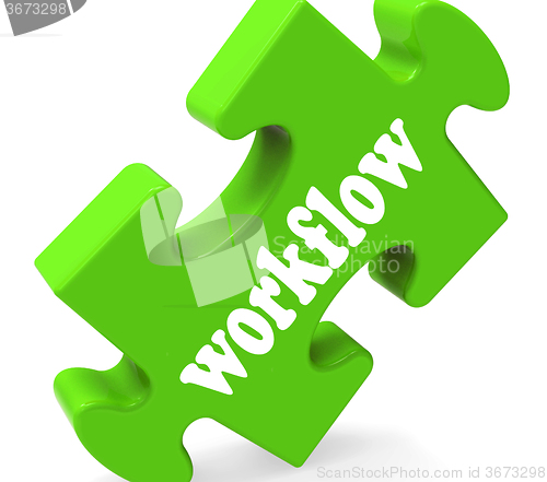 Image of Workflow Puzzle Shows Structure Flow Or Procedure