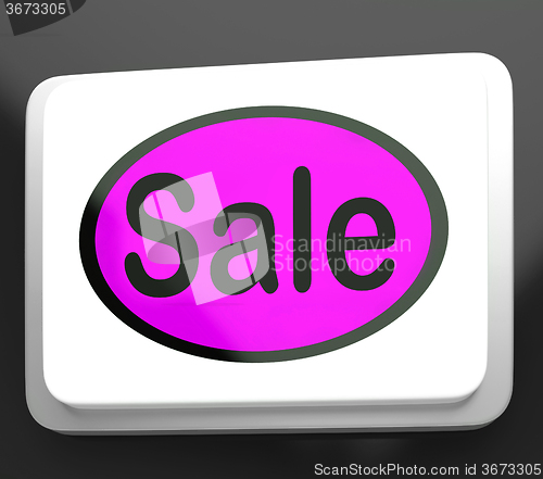 Image of Sales Button Shows Promotions And Deals