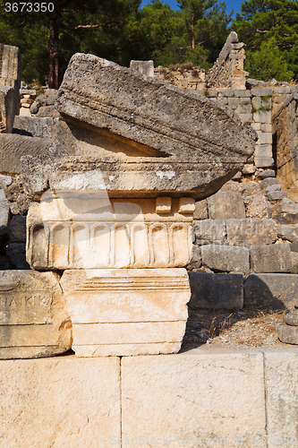 Image of  ruins stone  theatre in    sky and  old  