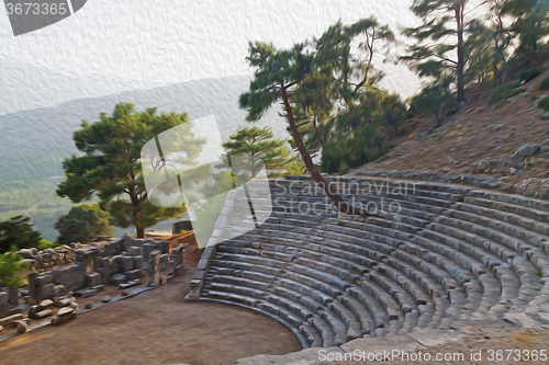 Image of  ruins stone and theatre in  antalya  arykanda turkey asia sky a