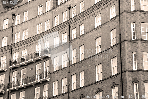 Image of window in europe london old red brick wall and      historical 