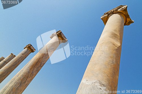 Image of column in old  temple and theatre in ephesus   antalya turkey as