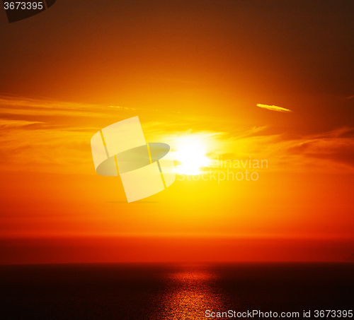 Image of in santorini    greece sunset and the sky mediterranean red sea